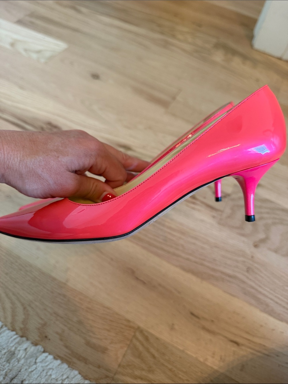 Jimmy Choo Hot Pink Patent Pointed Toe Pumps - Picture 6 of 8